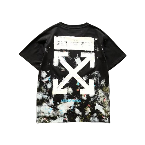 Off-White Paint Splatter Diag Tee – Black